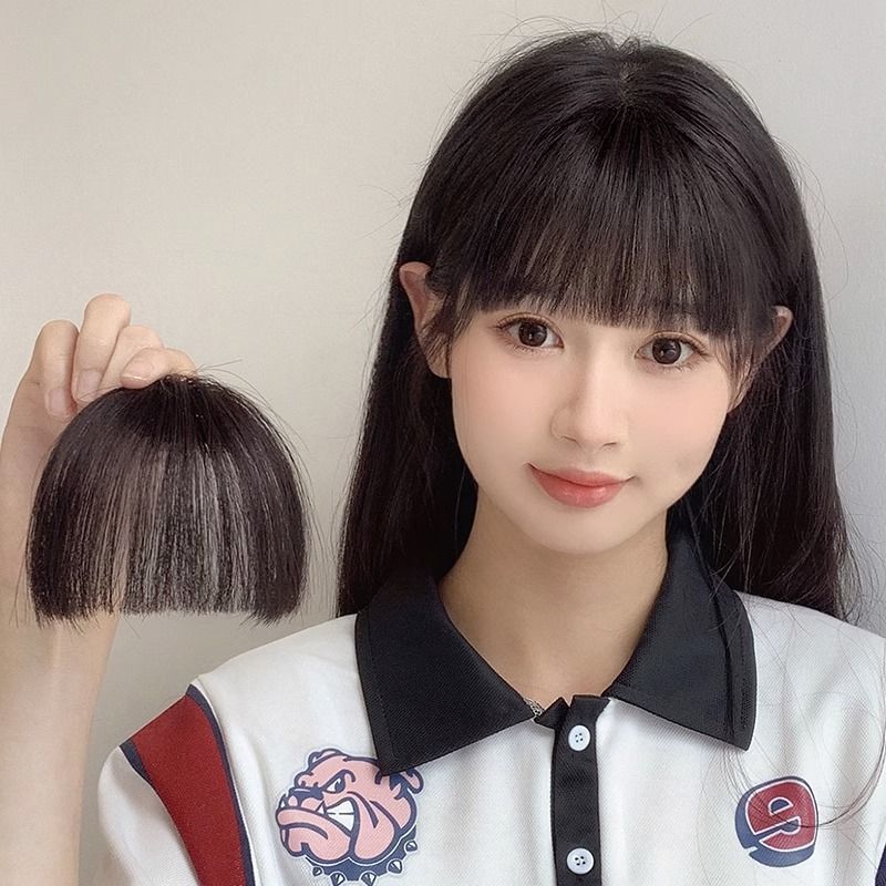 漫画刘海假发女自然前额发际线真发减龄无痕网红空气齐刘海假发片