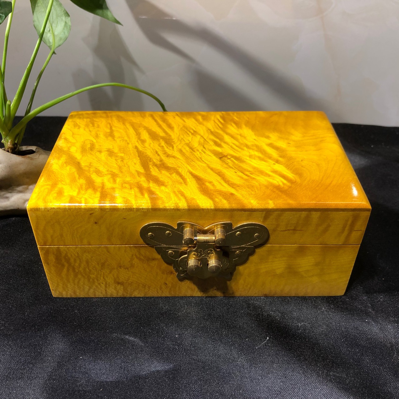 大叶楠金丝楠木首饰盒女士珠宝盒创意木雕文玩家居摆件