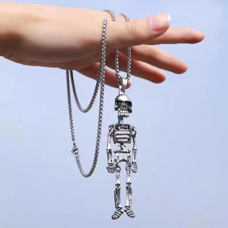 Cross-Border Hot Dark Skeleton Human Bone Niche Pendant Necklace Personalized Hip Hop All-Matching Fashion Brand High-Grade Necklace