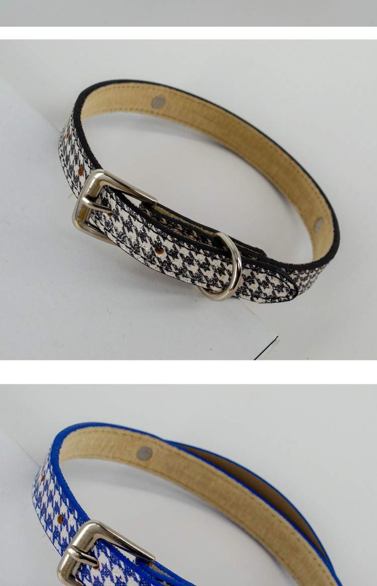 千格鸟纹宠物项圈diy字母系列狗狗用品厂家定制宠物牵引环