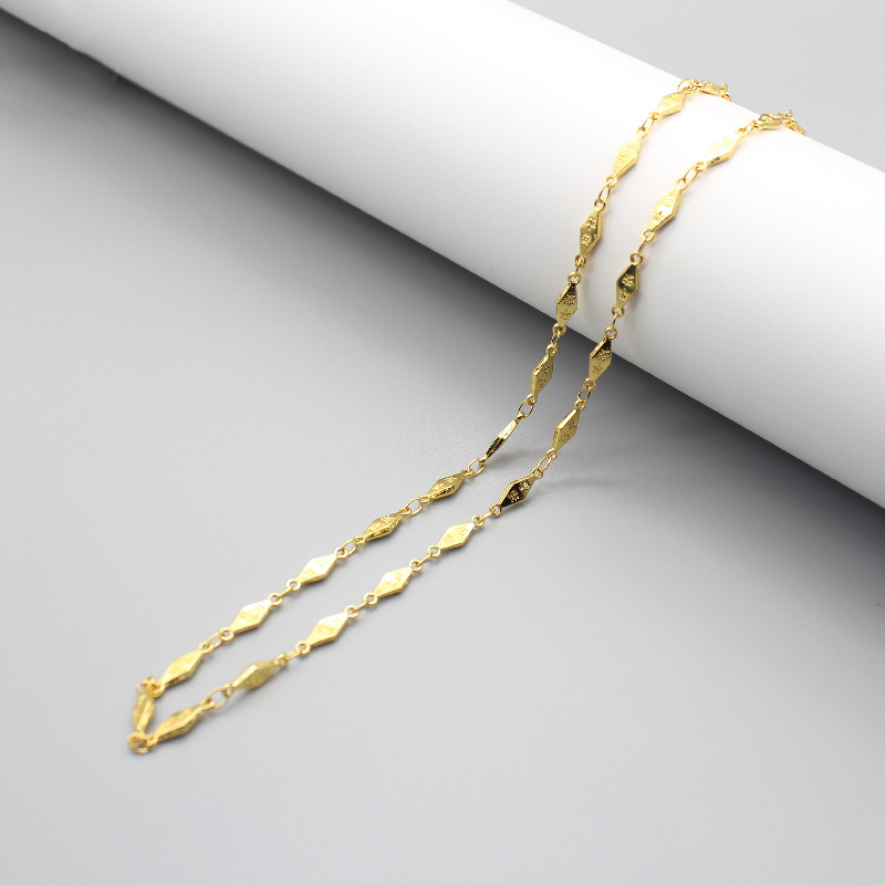 仿越南沙金首饰金色细链条女士项链 水波链仿金项链地推引流礼品