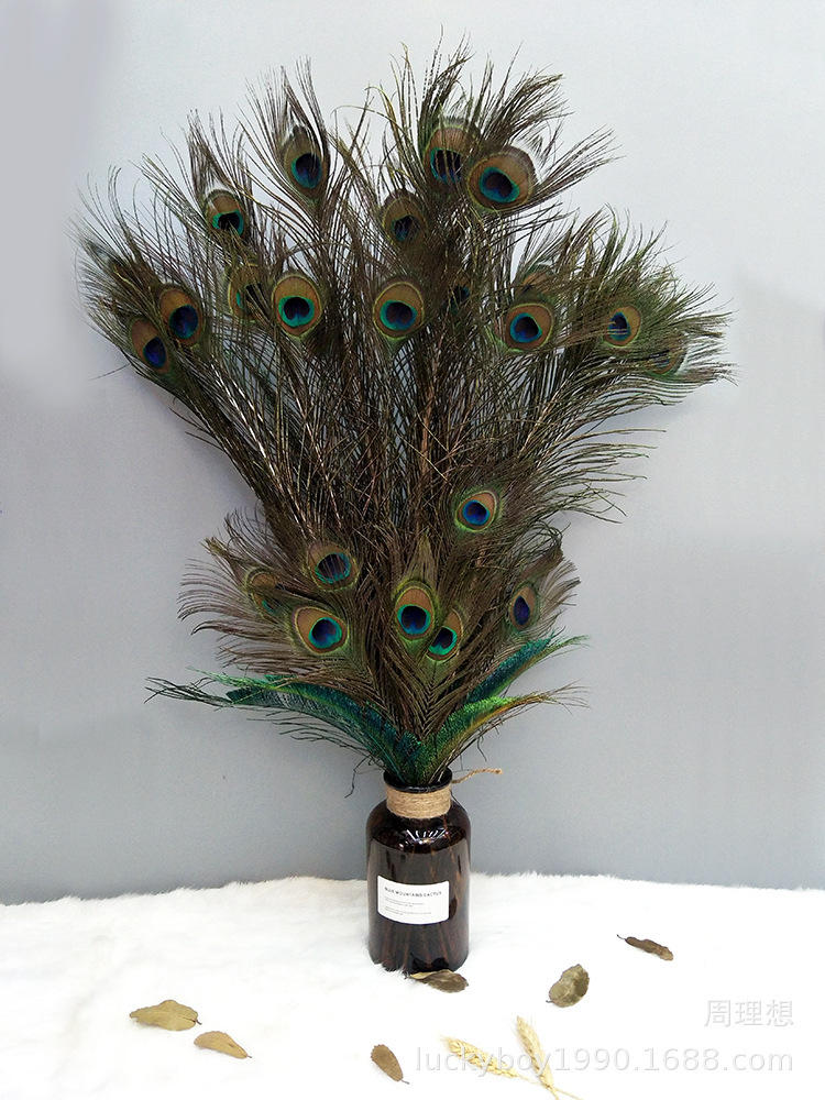 厂家现货摆地摊自然孔雀毛25-30cm diy手工耳环饰品道具孔雀羽毛