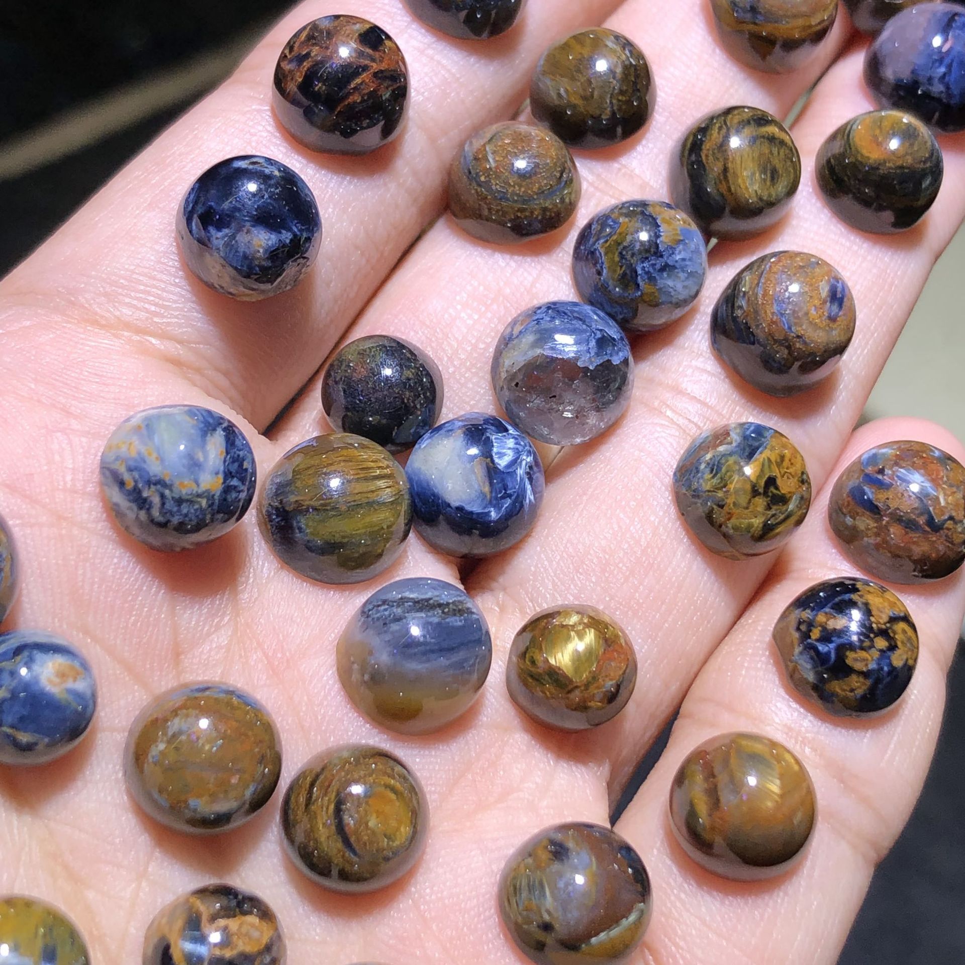 彼得石戒面裸石 diy镶嵌彼得石戒指配件pietersite彼得石蛋型戒面