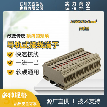 瑞联直供 导轨式 直通式接线端子排rbt6t nt 试验型接线端子1000v
