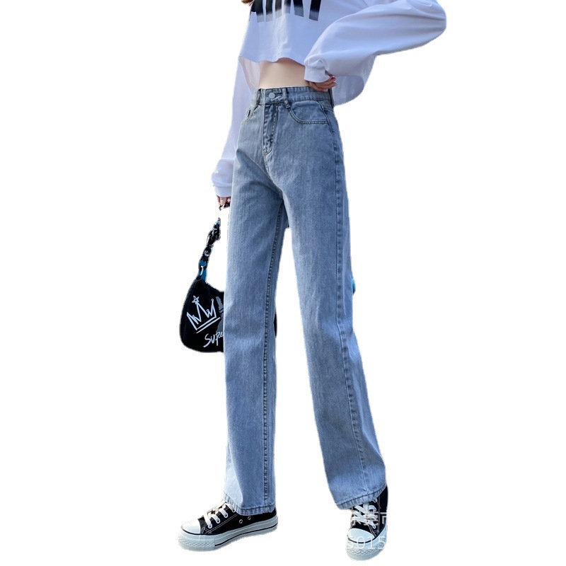 2023 Summer New Korean Style Wide Leg Jeans Women's High Waist Mop Pants Loose Small Straight Women's Trousers