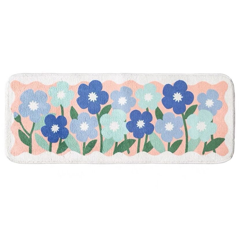 Cross-Border Cashmere Flower Absorbent Floor Mat Bathroom Door Bedside Foot Carpet Bathroom Door Non-Slip Floor Mat