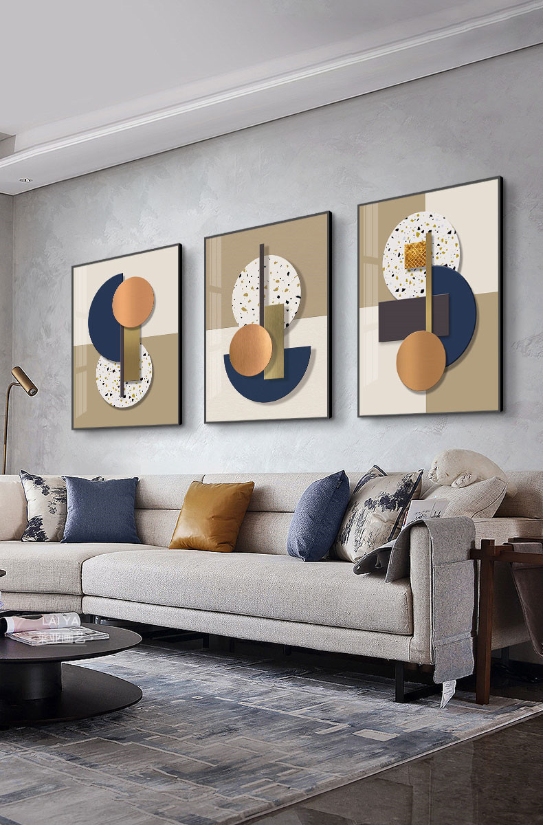 现代抽象风格北欧轻奢客厅沙发背景墙装饰画卧室餐厅挂画晶瓷画