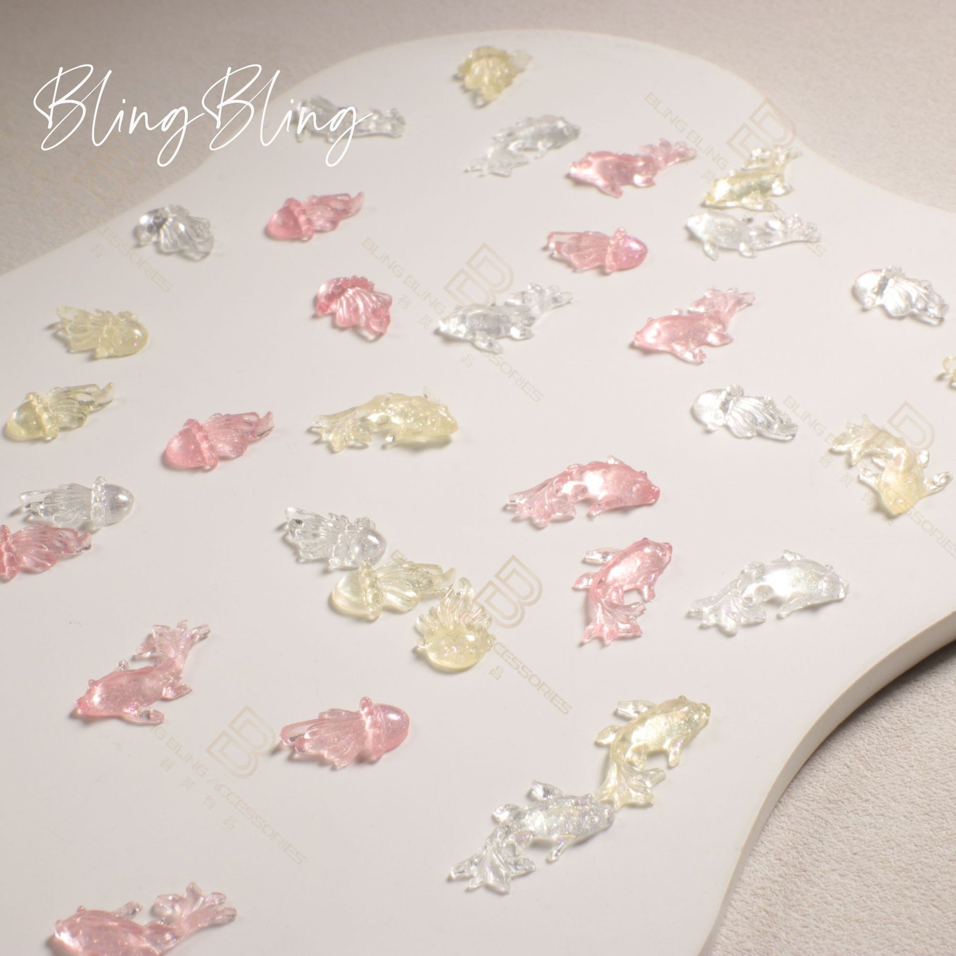 Colorful Gilding Thin and Glittering Luminous Jellyfish Goldfish Resin Nail Earrings Jewelry Hairpin DIY Accessory