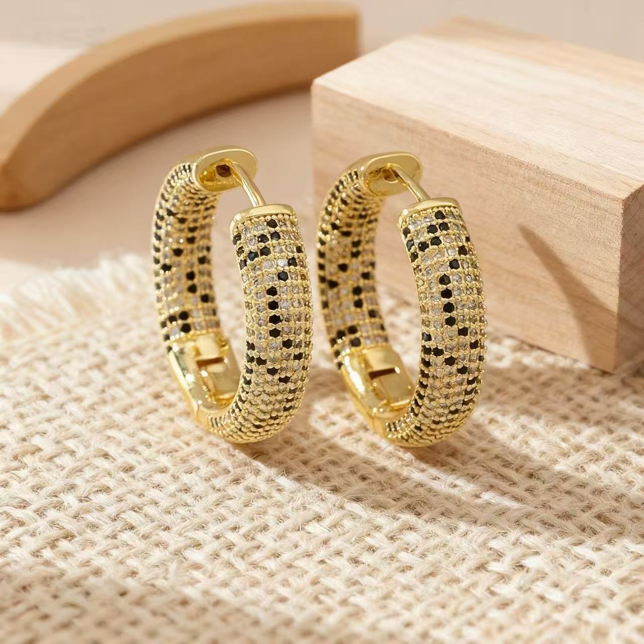 cross-border european and american style niche high-grade leopard print ear ring fashion temperament entry lux personalized earrings high-grade zircon earrings