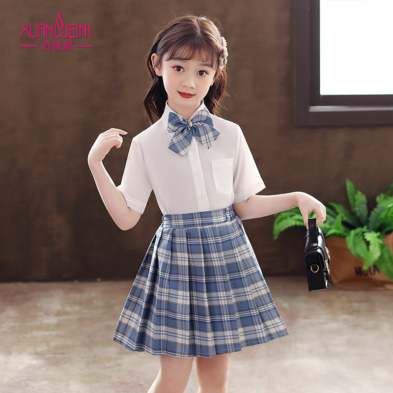 jk制服女童连衣裙夏装新款短袖衬衫校服儿童裙子小学生日系套装裙