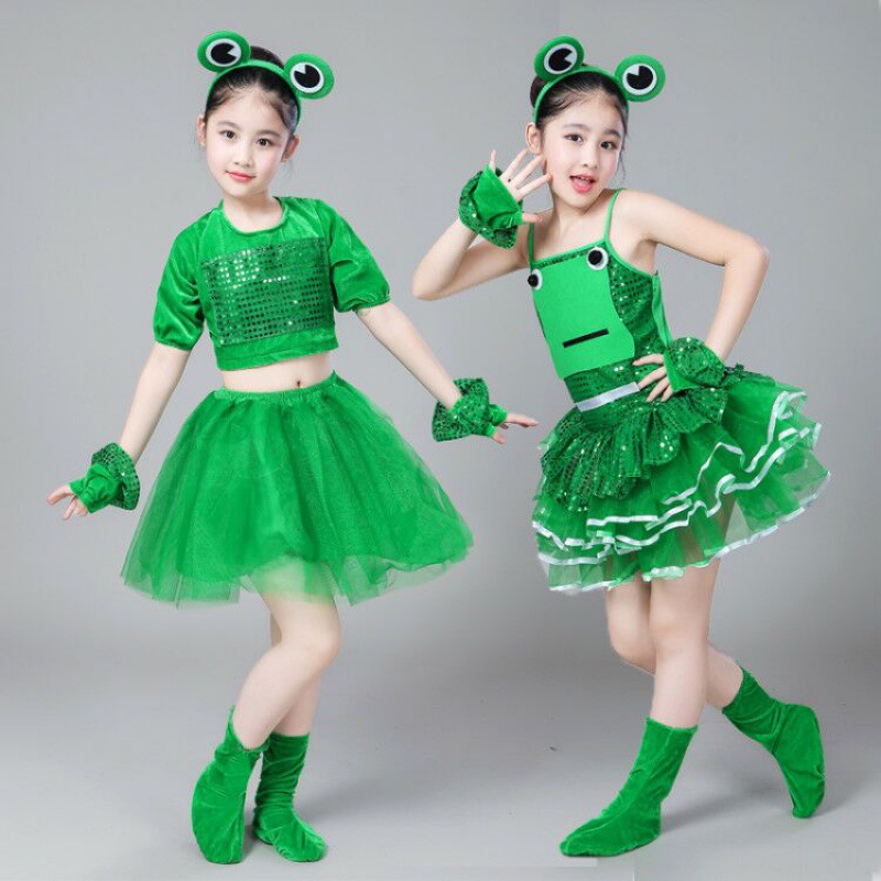 六一儿童节舞蹈服装六一新款女童青蛙服小跳蛙表演服小蝌蚪找妈妈舞蹈