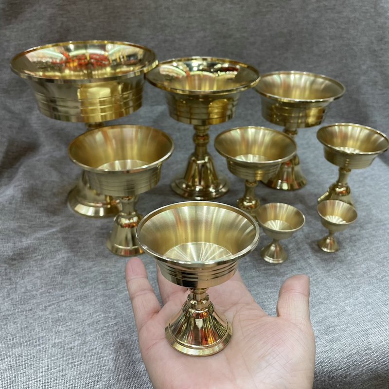 Pure Brass Butter Lamp Holder Changming Lamp Candlestick Candle Copper Butter Cup Buddha Supplies Buddha Lamp Decoration