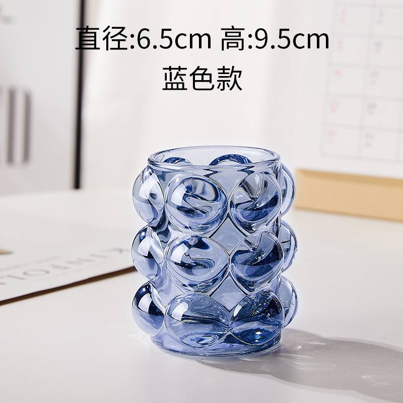 Colorful Gift Box Ins Korean Style Creative Ball Glass Pen Container Storage Makeup Brush Holder Desktop Decoration Candlestick Candle