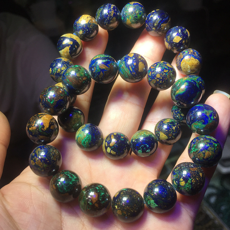 天然凤凰松石手链收藏款凤凰石蓝铜矿高瓷蓝原石单圈手串-阿里巴巴