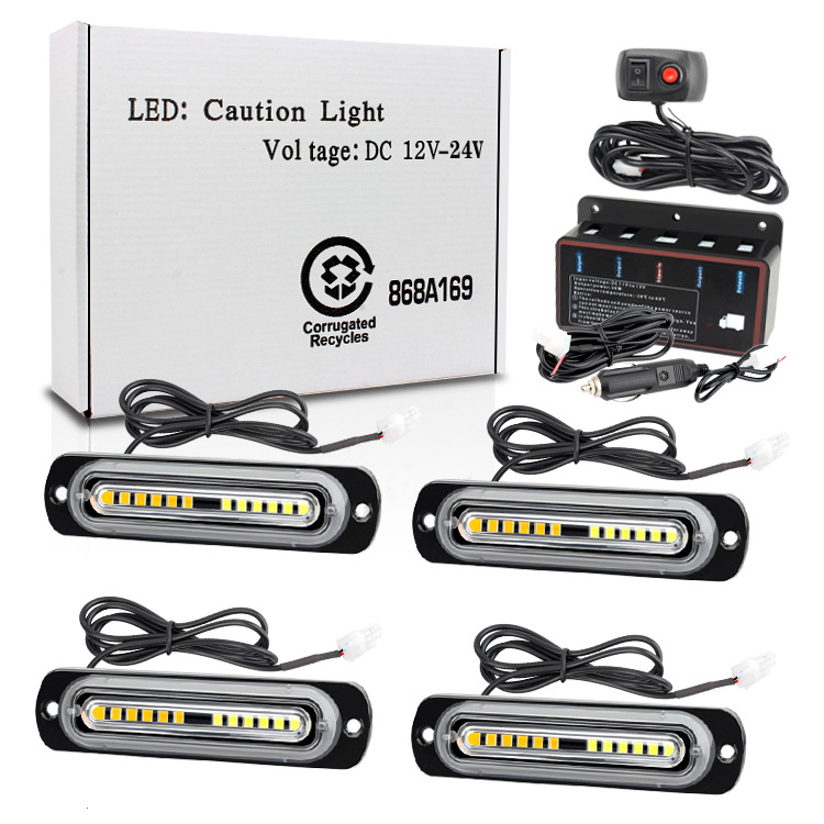 一拖四汽车led格栅灯爆闪灯48led中网警示灯高亮频闪灯4×12led