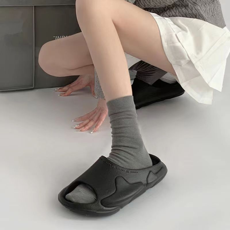 Gray Socks for Women Thin Mid-Calf Length Korean Maternity Socks Spring/Summer Cotton Socks Pure Color All-Matching Loose Long Seamless Socks