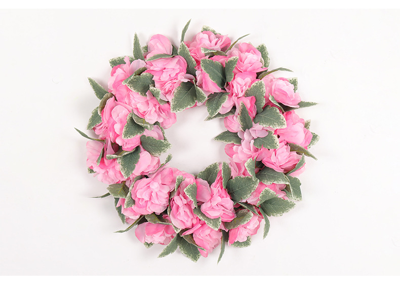 批发仿真花环 塑料绢布假花45cm塑料摆件婚礼装饰草环 摄影道具