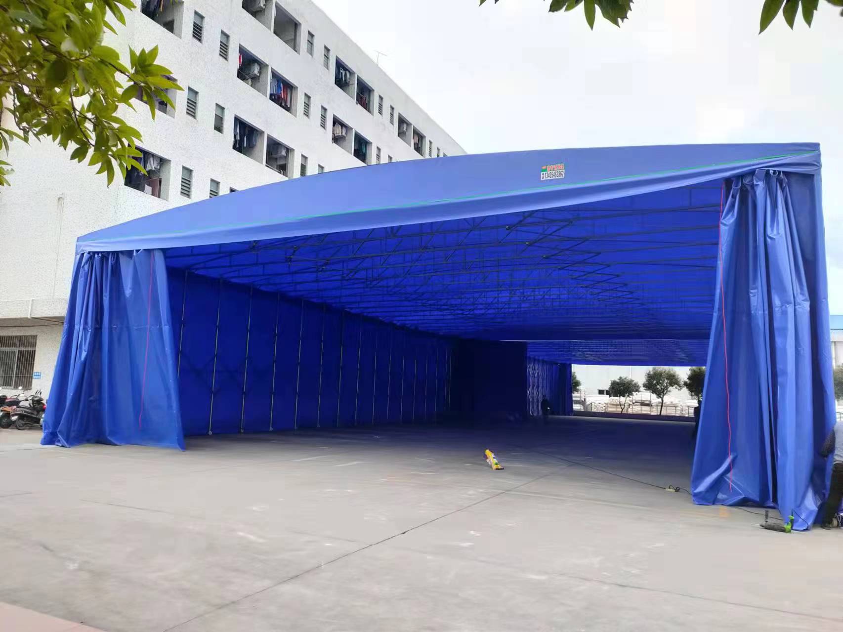 定制户外推拉式可移动雨蓬大型仓库防雨棚遮阳棚物流停车伸缩雨棚