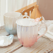 珍珠陶瓷杯子帶蓋勺家用簡約大容量馬克杯女生精致下午茶咖啡水杯