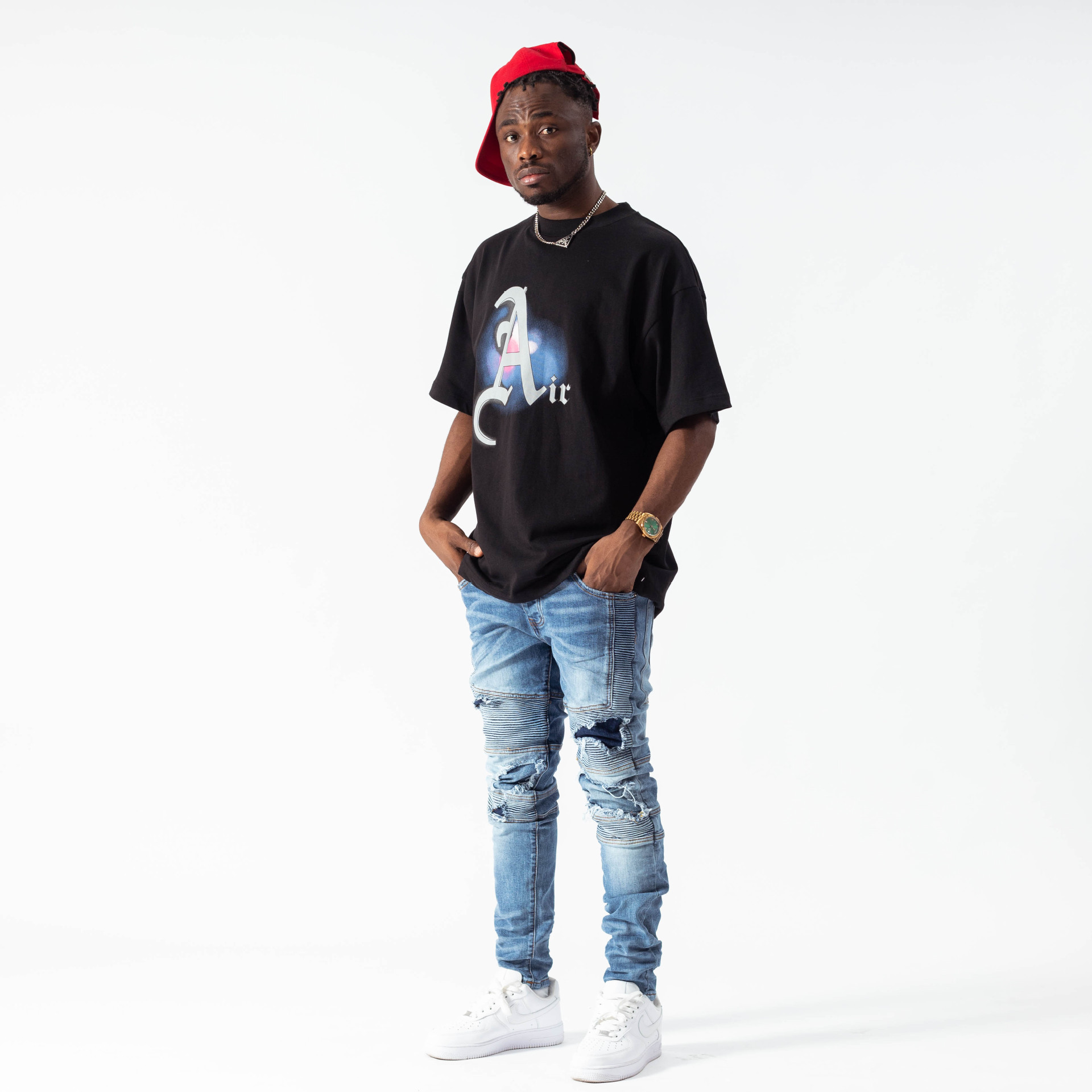 amiri欧美高街潮褶皱磨破破洞长裤休闲修身牛仔长裤时尚街头风