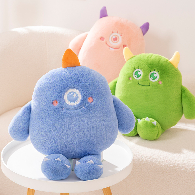 可爱莱姆小怪兽新款丑萌怪兽毛绒玩具女生韩系兔毛娃娃生日礼物