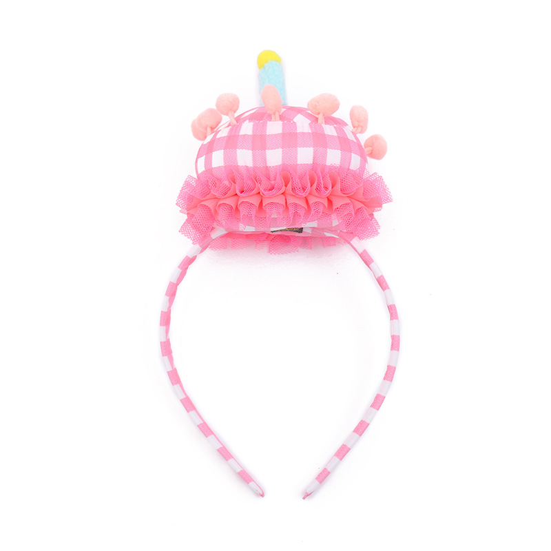 Children's Cartoon Cute Version Birthday Cake Hair Accessories Headband Banquet Skirt Yarn Matching Cute Shape Headband Accessories Wholesale