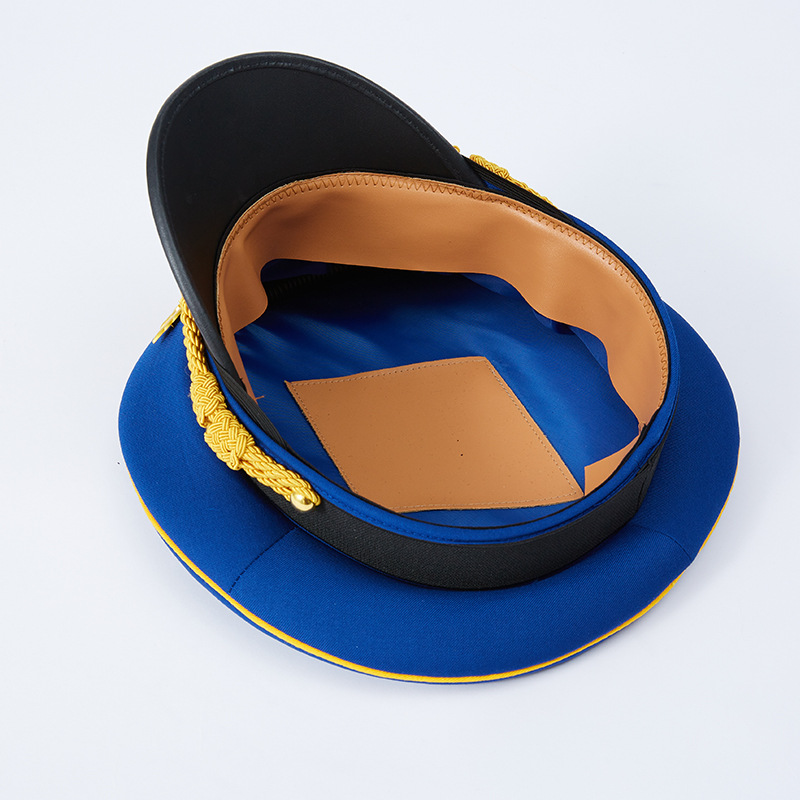 彩兰色军帽国旗仪仗队升旗手大盖帽扮演大沿帽制服大檐帽