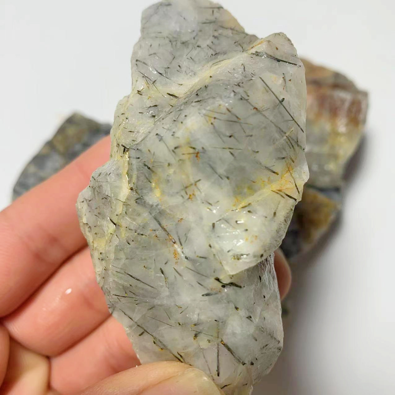 天然黑发晶原石 大块原石矿物晶体 工艺品雕刻料批发