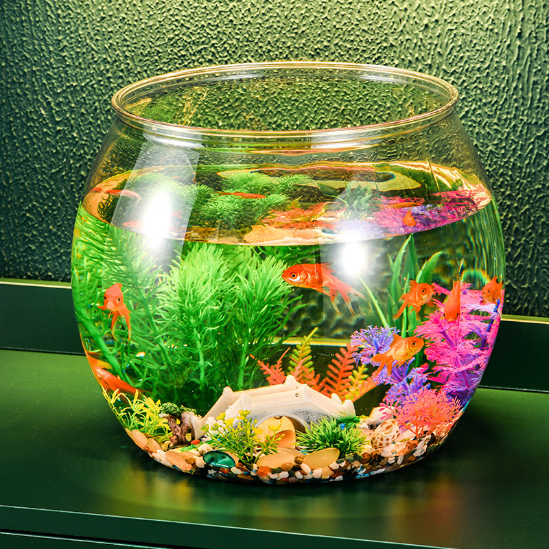 transparent micro landscape landscape plastic fish tank touch-resistant drop-resistant bottle multi-functional small desktop round spherical fish globe