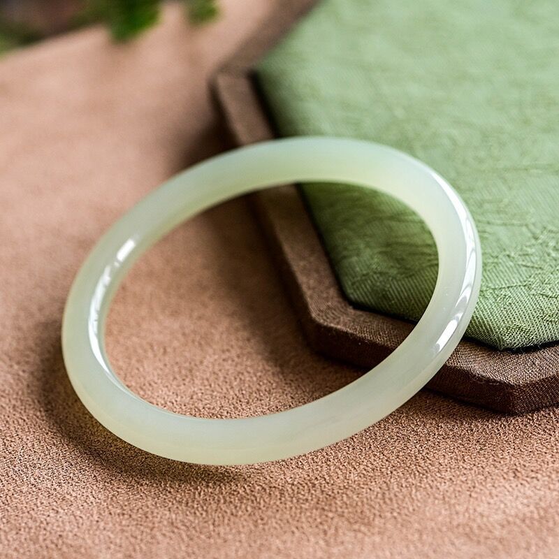 玉镯子细圆条手镯新疆和田青玉色叮当美人条晴水油青色少女款玉镯