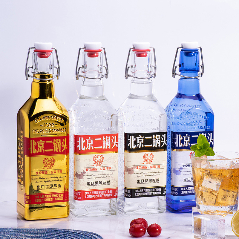 方庄北京二锅头白酒出口型粮食酒全家福小方瓶42度清香型450ml*6