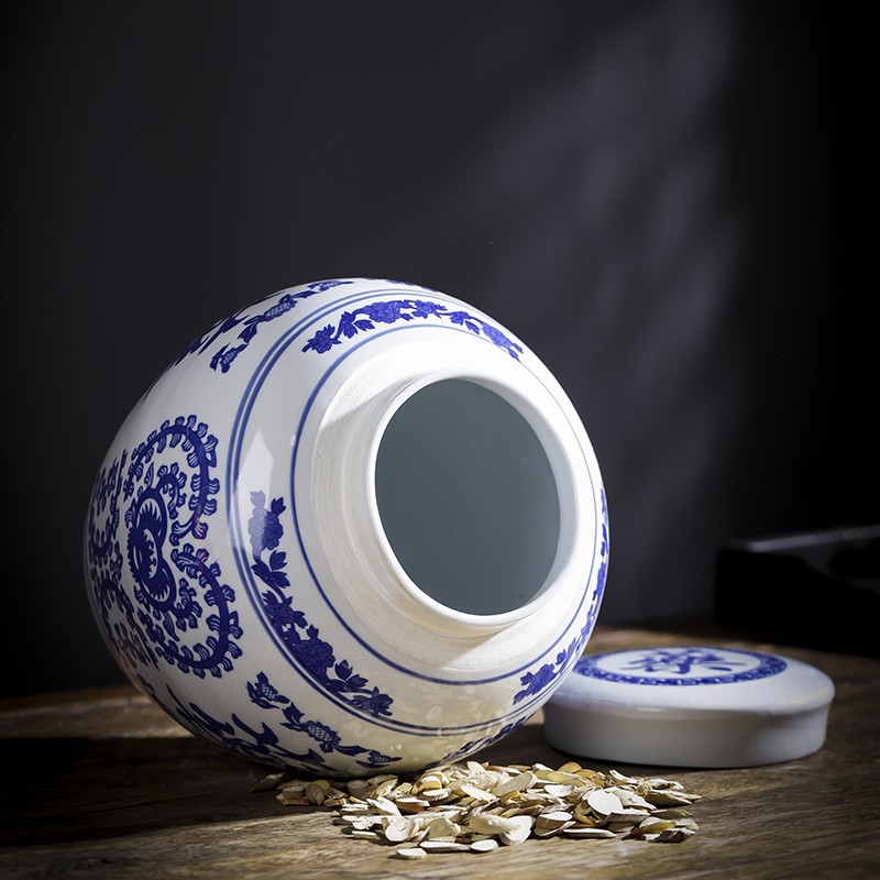 陶瓷中药陶瓷罐子草药坛子带盖密封罐中药粉储藏罐储物罐可加logo