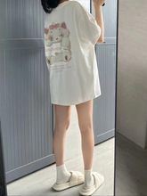 白色短袖t恤女夏季2024新款潮牌设计感小众宽松大版半袖上衣