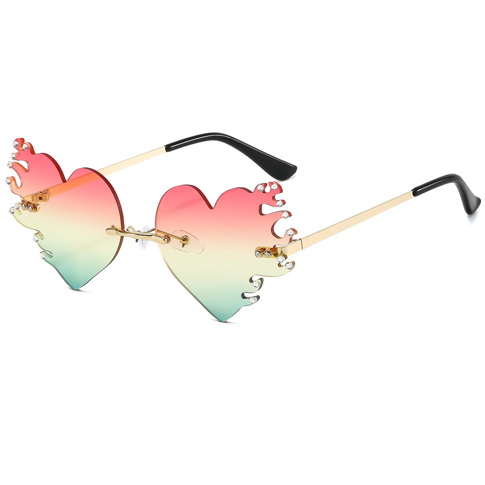 Women's Sunglasses Wholesale European and American Personalized Frameless Colorful Metal Sunglasses Live Hot Men Funny Glasses