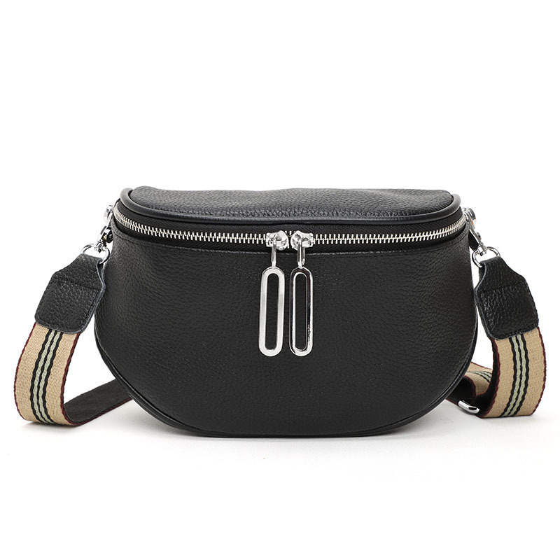 Fashion Saddle Bag Women's Bag 2022 New Genuine Leather Messenger Bag Double Zipper First Layer Cowhide Small Bag Shoulder Bag