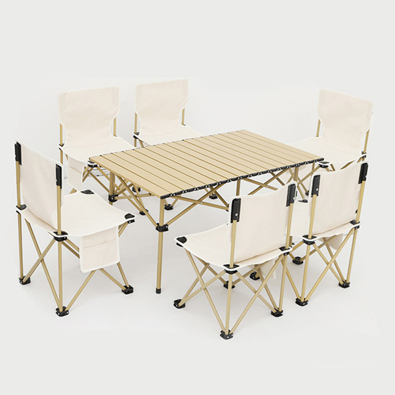 Outdoor Folding Tables and Chairs Folding Stool Portable Table and Chair Self-Driving Camping Picnic Egg Roll Table Set Multifunctional Table and Chair