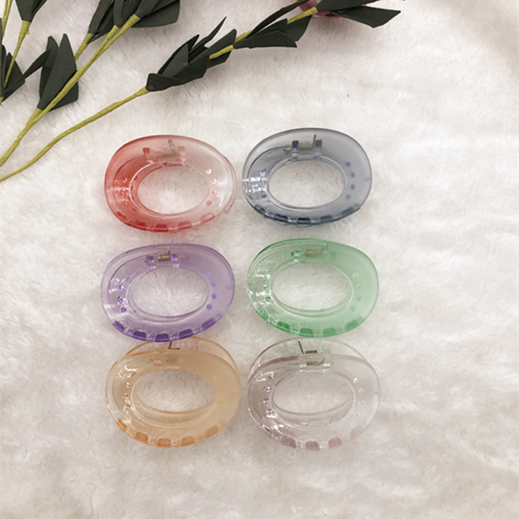 2022 Spring and Summer New 6cm Basic Square round Transparent Frosted Two-Color Bath Ponytail Hair Clip Manufacturer