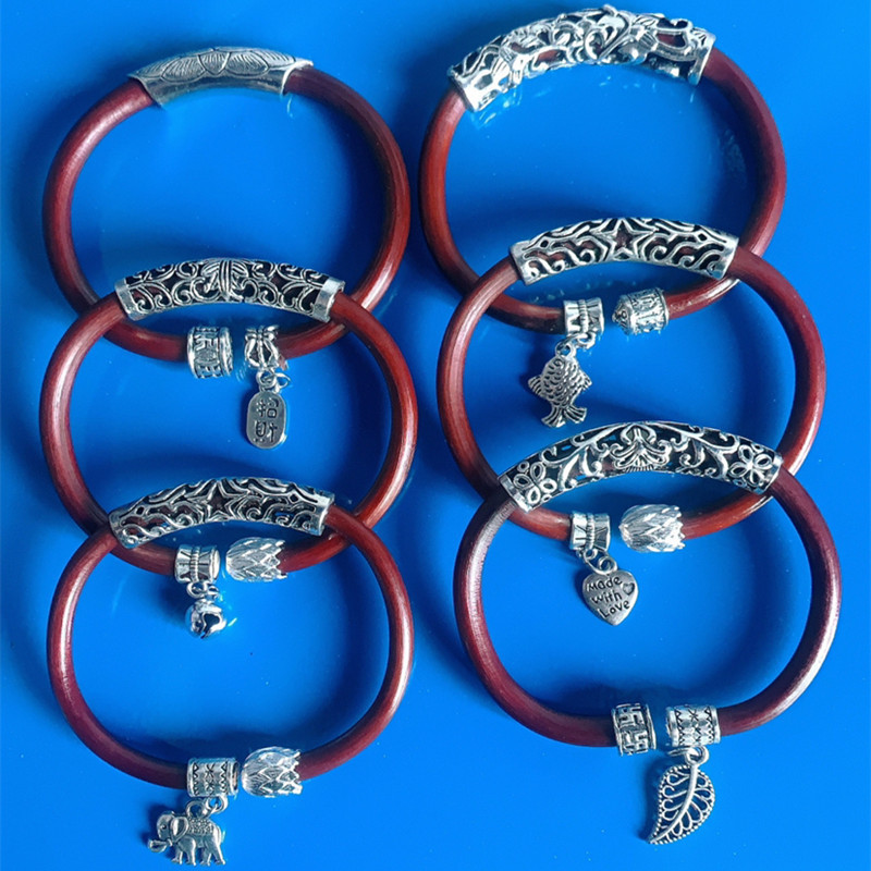 Double Silver Jewelry Spatholobus Bracelet Factory Direct Sales Tibet Bracelet Knotless Ethnic Style Jewelry Bracelet Female Tibetan Silver