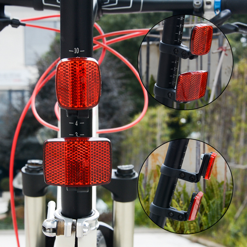 跨境山地车可调节反光片尾灯自行车塑料反光板夜间前后警示尾灯片