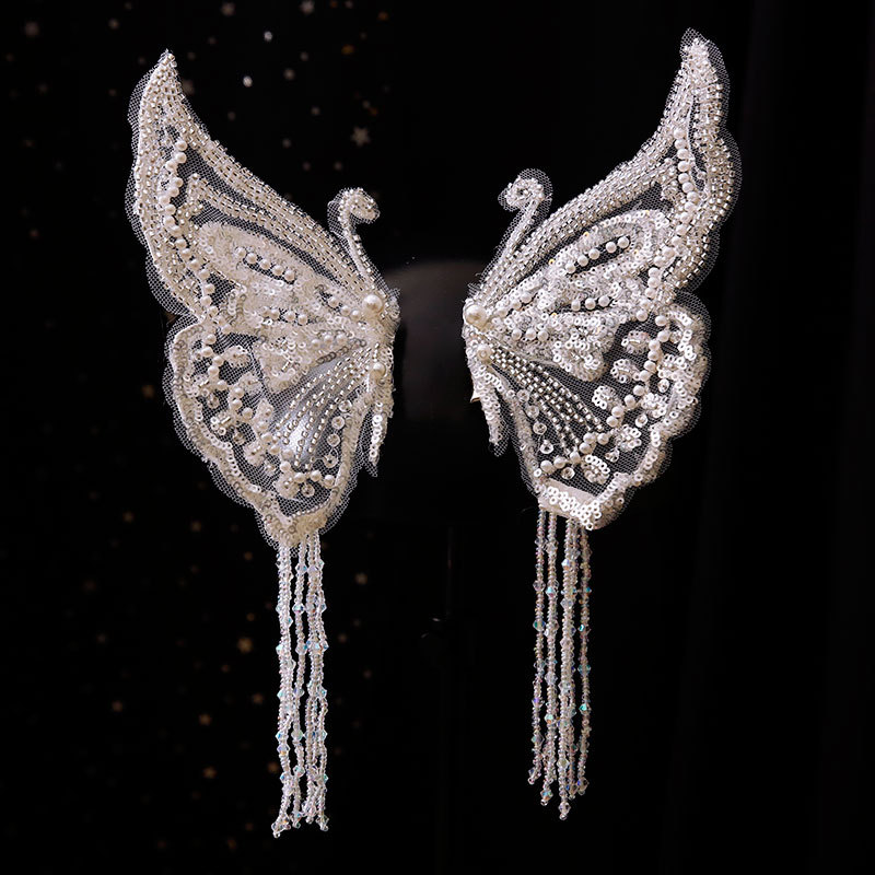 韩式仙美蝴蝶翅膀珍珠亮片发夹新款影楼森系精致写真跟妆造型配饰