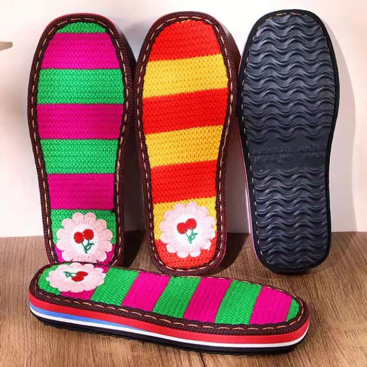 买一送一】毛线绣花鞋底手工编织防滑耐磨钩拖鞋底棉鞋鞋底子批发