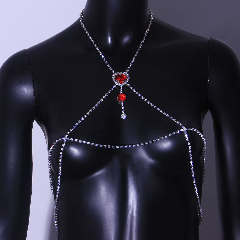 欧美外贸夸张多层水钻身体链项链性感沙滩比基尼胸链女body chain