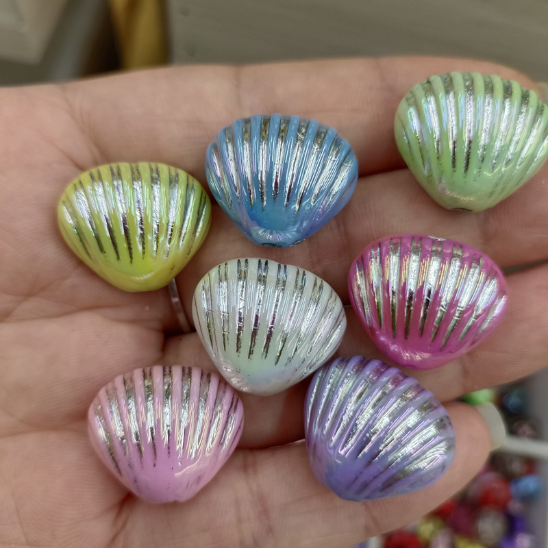 18*21mm镀uv彩个性银线贝壳珠 diy手工串散珠串笔手机链饰品配件