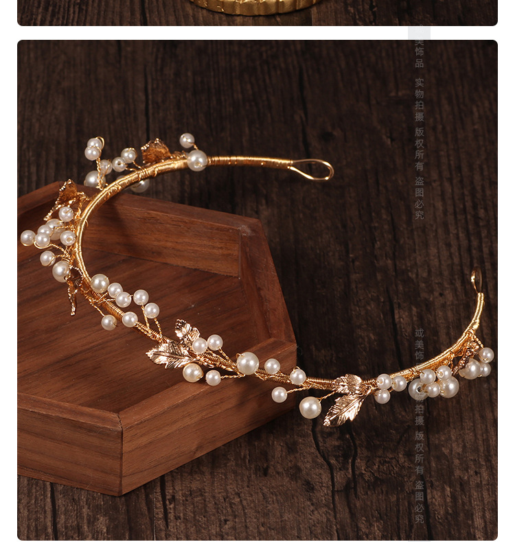 g4224新娘头饰女手工珍珠发箍日系韩版发饰皇冠头箍婚纱影楼配饰