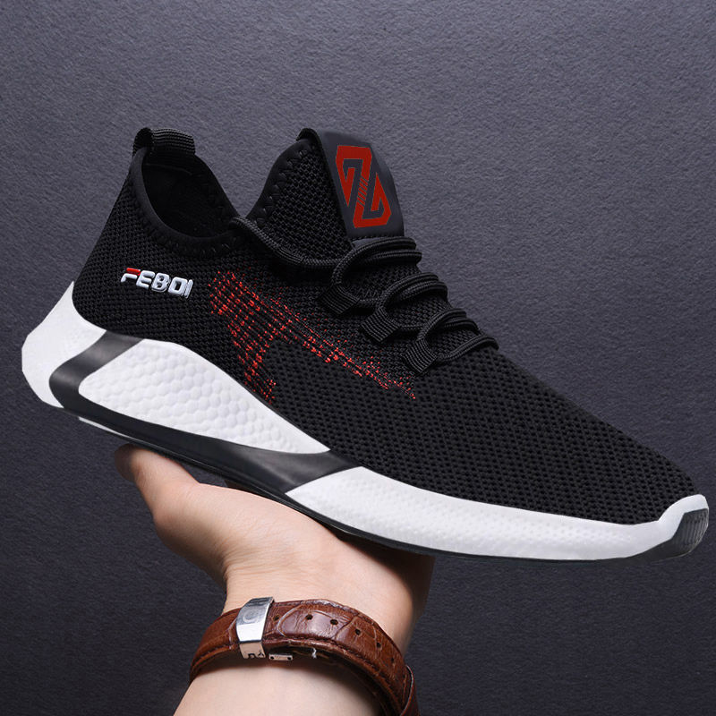 Daifa Summer Men's Breathable Fly-Knit Sneakers Men's 2022 New Running Shoes Soft Bottom Trendy Men's Casual