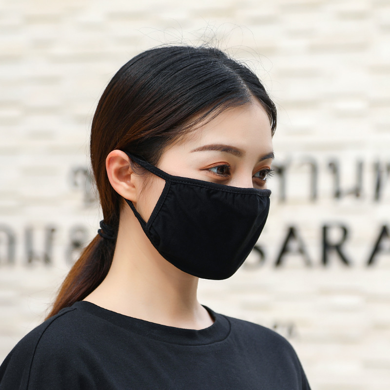 现货黑色莫代尔双层棉质防尘口罩春夏韩版可水洗防护薄款透气冰凉