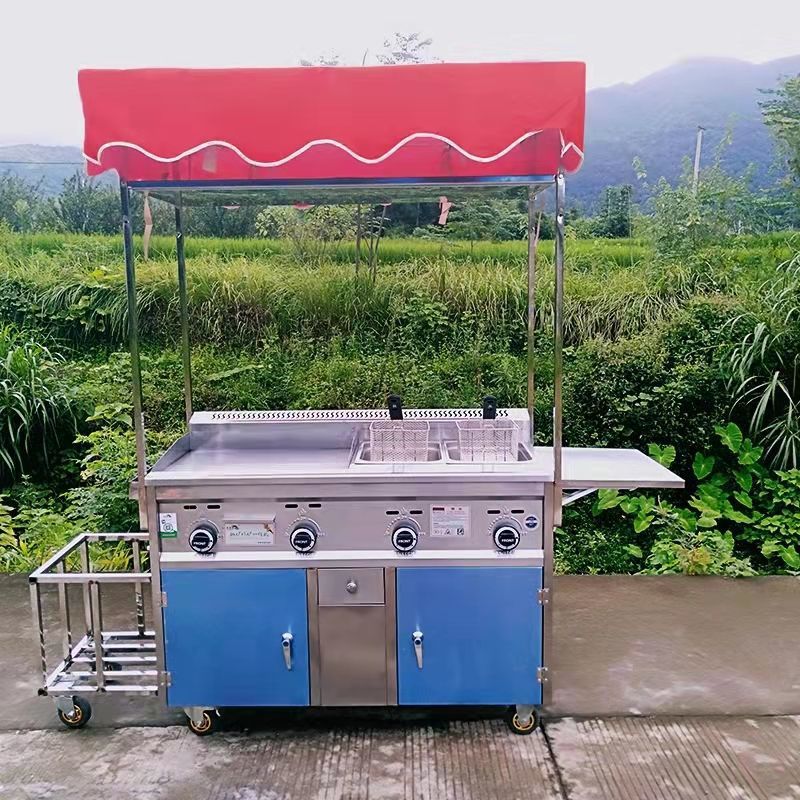 商用手抓饼煎饼早餐流动多功能小吃车不锈钢美食车餐车扒炉小推车