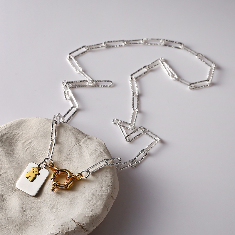 刘亦菲明星同款玫瑰的故事冷淡风回形针小众设计简约银色几何项链