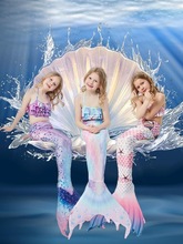 儿童美人鱼泳衣女童衣服三件套人鱼尾巴公主裙服装儿童洋气游泳衣