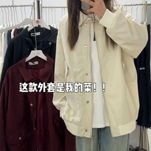 简约款潮流扣子设计美式休闲潮牌情侣外套飞行服春秋飞行员夹克女